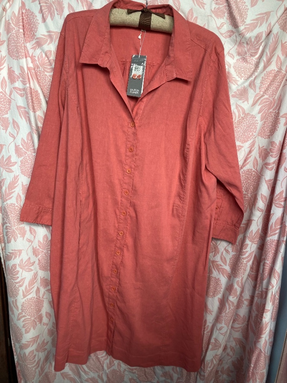 Eileen Fisher NWT Coral Shirtdress, Size 2X